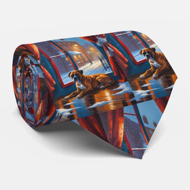 Cravate Boxeur avec lumières de Noël vacances (Roulé)