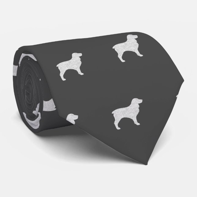Cravate Boykin Spaniel Silhouettes Motif Gris (Roulé)