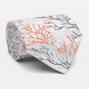 Cravate Branches de corail à l'aquarelle élégante et vague