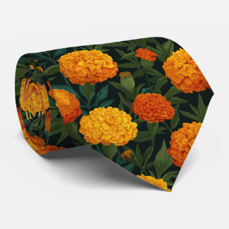 Cravate Bright Marigold Floral Pattern