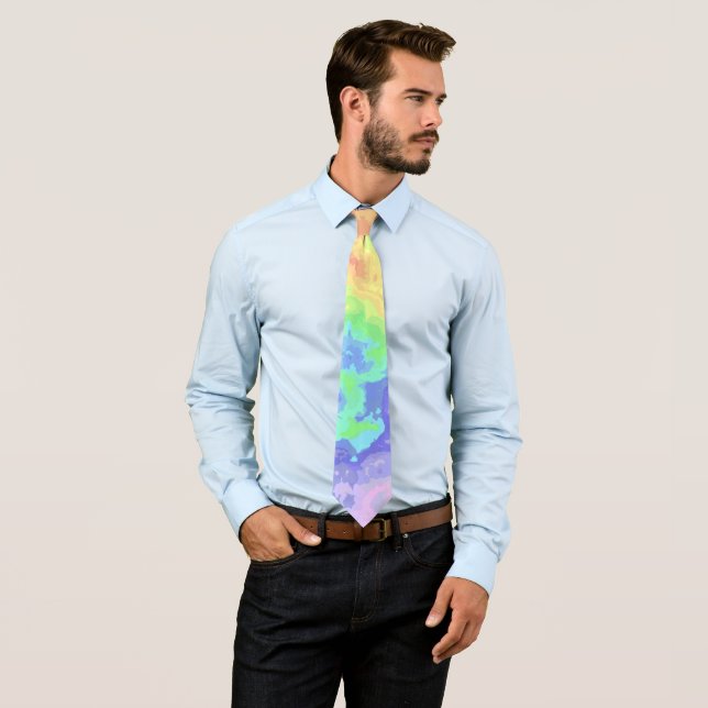 Cravate Bright Trippy Retro Super Boho Hippie Rainbow (En situation)