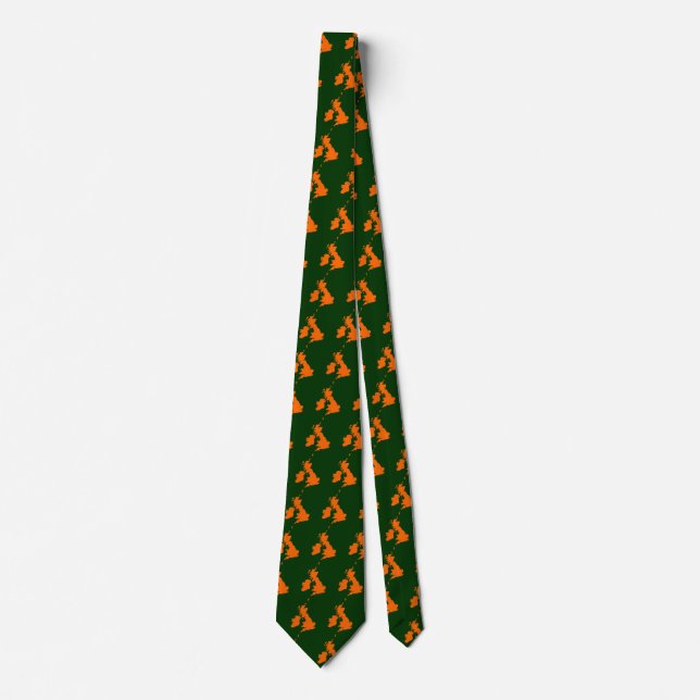 Cravate British Isles - Orange on Dark Green (003300) (Devant)