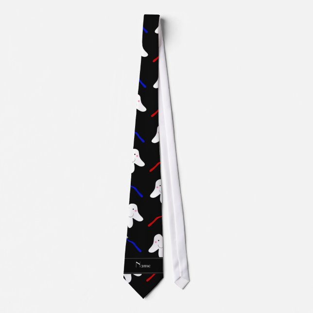 Cravate Brosses de noir et motif nommés personnalisés de (Devant)