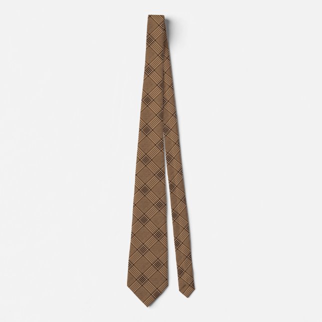 Cravate Brown Houndstooth Scottish Check Plaid Motif (Devant)