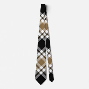 Cravate Brown, noir, blanc Tartan Plaid Motif