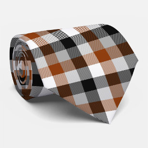 Cravate Brown noir blanc Twill En vichy design