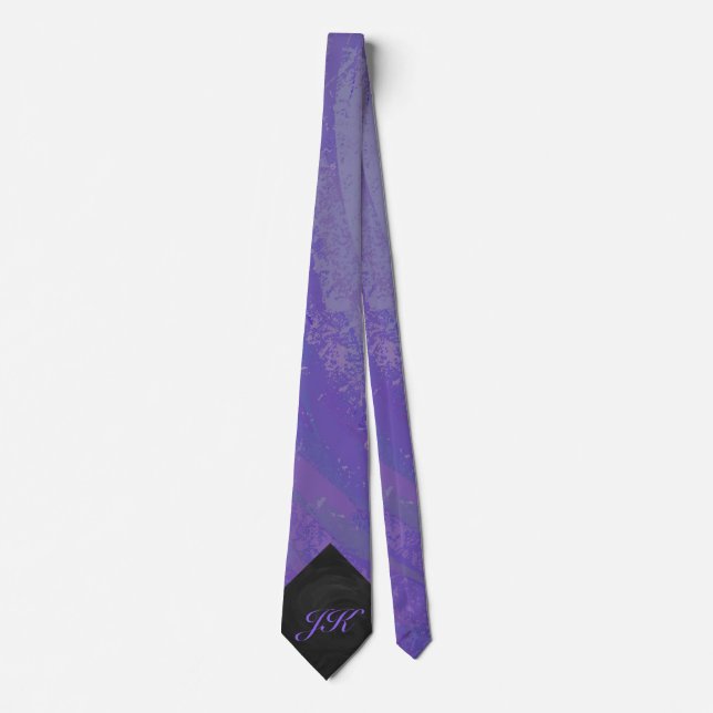 Cravate Broyeur de bleuets et monogramme noir (Devant)