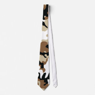 Cravate Brun, noir et Camo militaire bronzage