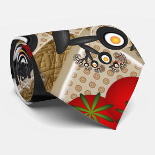 Cravate Brunch Fractal Art Drôle Nourriture, Tomates, Oeuf