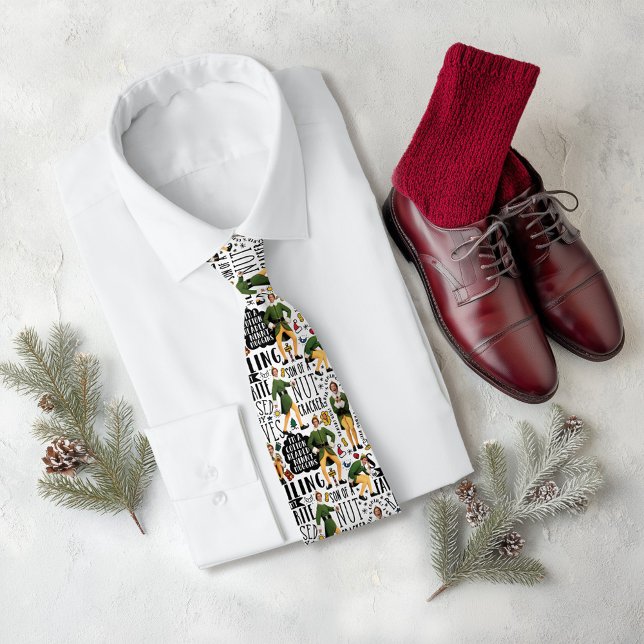 Cravate Buddy le Motif de devis Elf (Tie on shirt simulated on table)