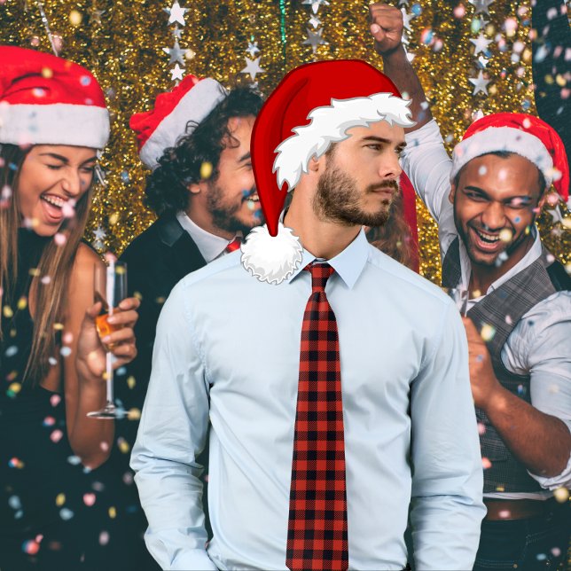 Cravate Buffle rouge vert réversible chèque Noël (Créateur téléchargé)