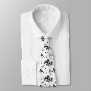 Cravate Bull-finch & Christmas Foliage Motif