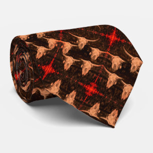 Cravate Bull Skull Western Pays Brown Rouge Rustique