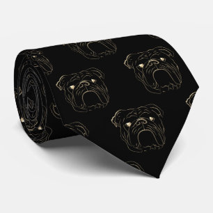 Cravate Bulldog anglais noir et or