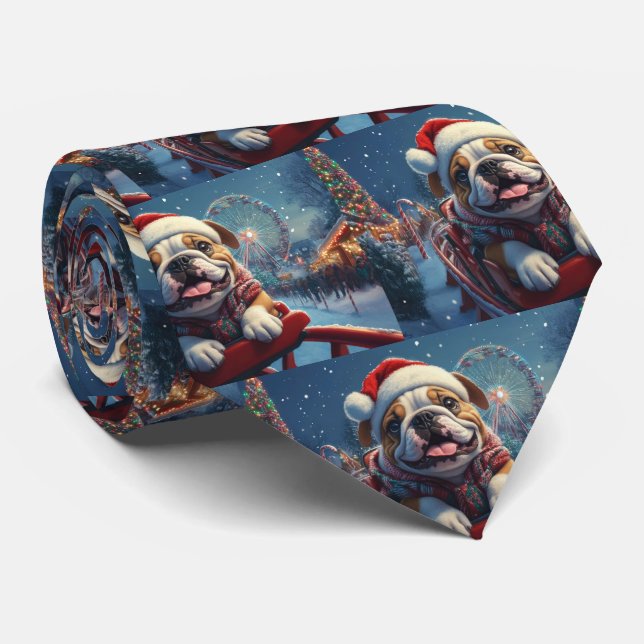 Cravate Bulldog Roller Dessous de verre Noël (Roulé)