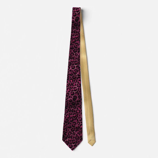 Cravate Burgundy et Gold Leopard Series Design 9 (Devant)