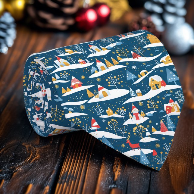 Cravate Cabines neigeux et arbres À feuillage persistant c (Créateur téléchargé)