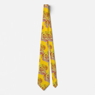 Cravate Cadeau de Faveur d'Art de Rose Orange Jaune Doré F