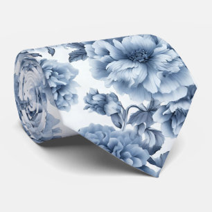 Cravate Cadeau de Fête des Pères en Porcelaine Fleurie Ble