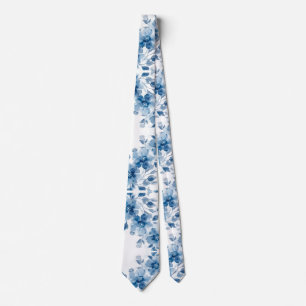 Cravate Cadeau de mariage en porcelaine bleu clair floral