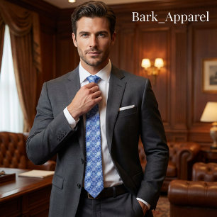 Cravate Cadeau élégant à motif flocon de neige bleu et bla