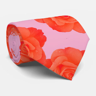 Cravate Cadeau Floral Rose Vintage Coloré Orange Rose
