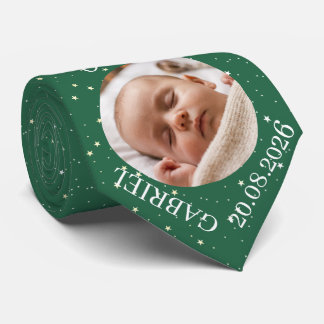 Cravate Cadeau Photo Bébé Vert Nom Année Papa Souvenir