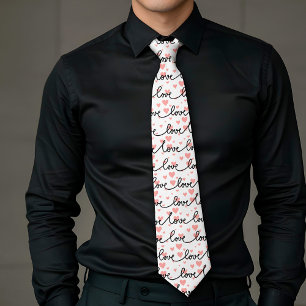 Cravate Cadeau pour homme amour texte rose noir cœur crava