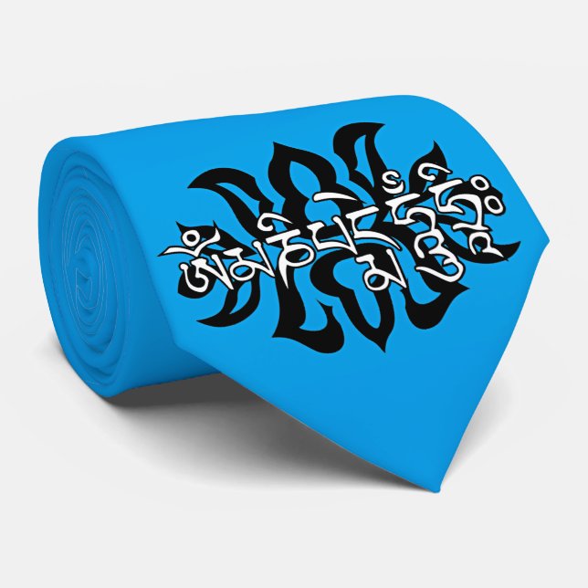 Cravate Cadeau spirituel tibétain pour lui/Om Ma Ni Pad Me (Roulé)