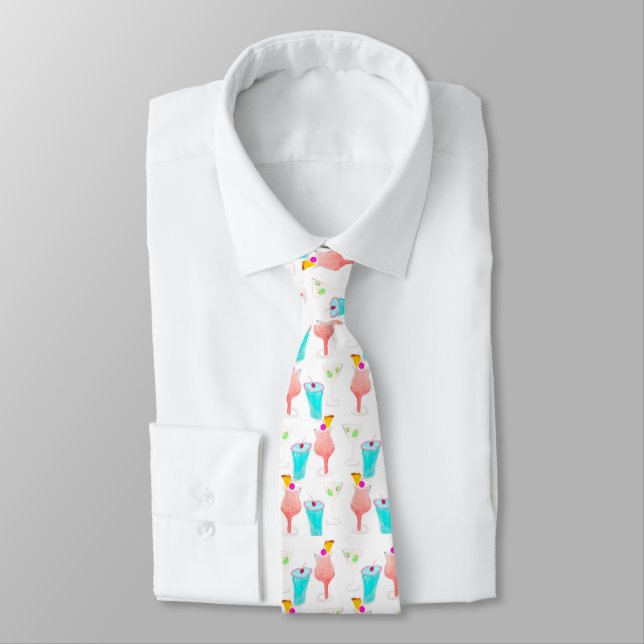 Cravate Cadeaux de barman modèle de boissons cocktails à l (Attaché)