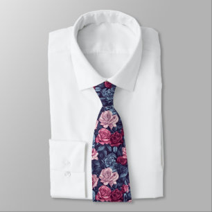 Cravate Cadeaux de Fête des Pères Colorés Fleurs de Rose