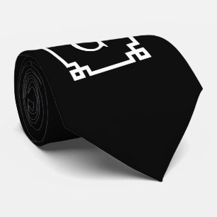 Cravate Cadre de clé grecque blanche noire #2 Monogramme i