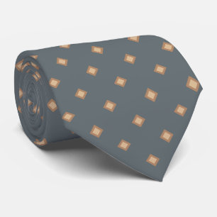 Cravate Café au Lait Gris Ardoise Motif à pois diamants