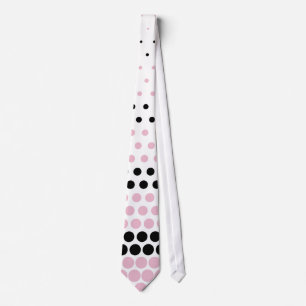 Cravate Cameo moderne rose et noir Polka point