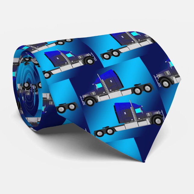 Cravate Camion 18 Wheeler On Blue (Roulé)