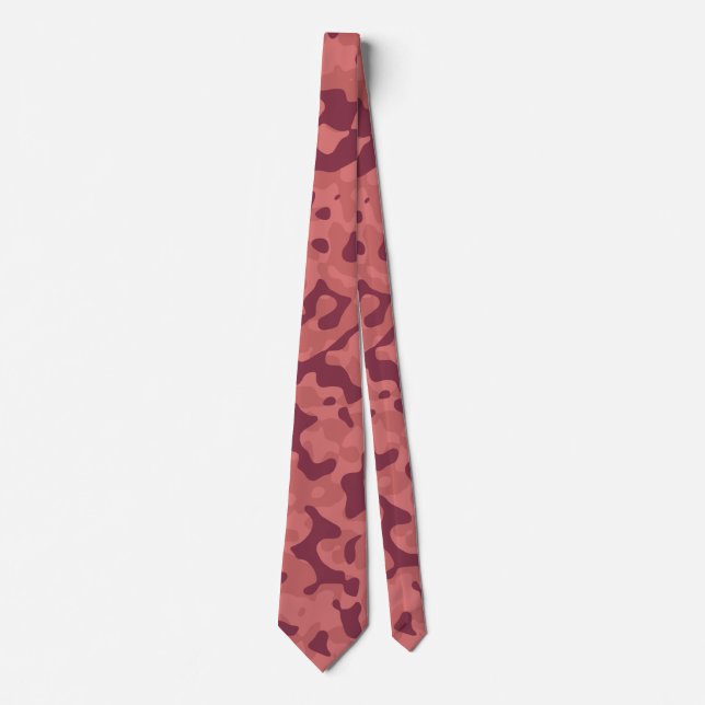 Cravate Camo Maroon profond en rouge doux et Rose poussiér (Devant)