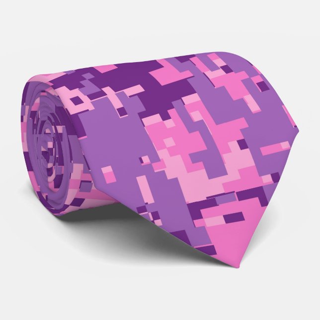 Cravate Camo numérique rose-chaud (Roulé)