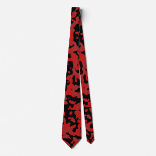 Cravate Camo rouge foncé en noir et rouge profond