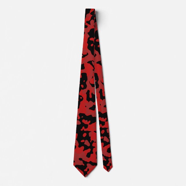 Cravate Camo rouge foncé en noir et rouge profond (Devant)