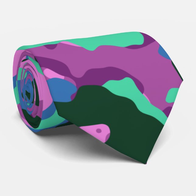 cravate Camo vert violet (Roulé)
