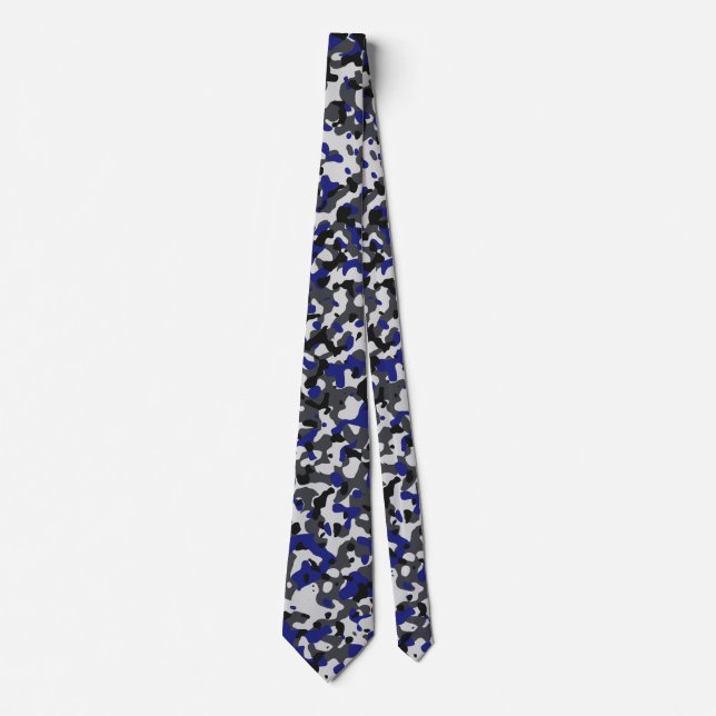 Cravate Camouflage bleu, noir, gris, Motif Camo Design (Devant)