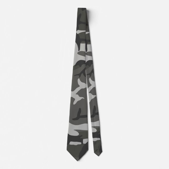 Cravate Camouflage gris et noir (Devant)