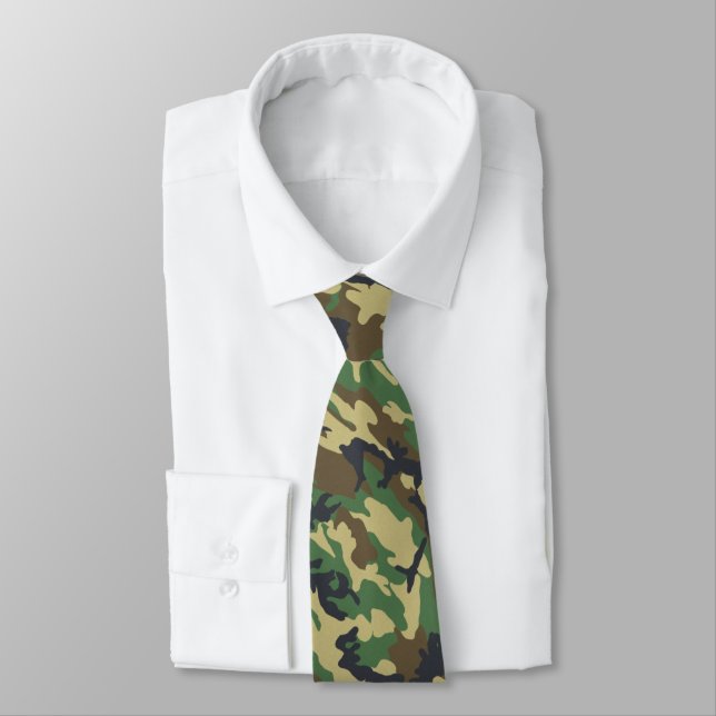 Cravate Camouflage militaire américain Motif de Camo Vert (Attaché)