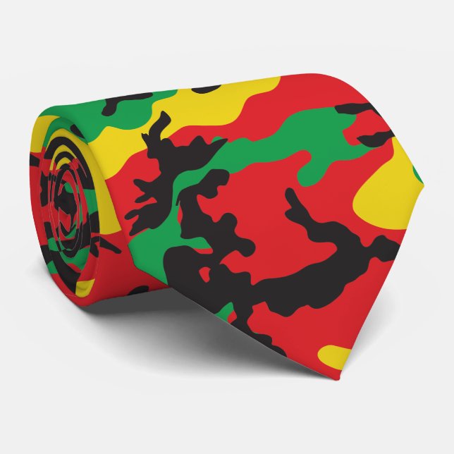 Cravate Camouflage Rasta Jamaïcain Imprimé Motif (Roulé)