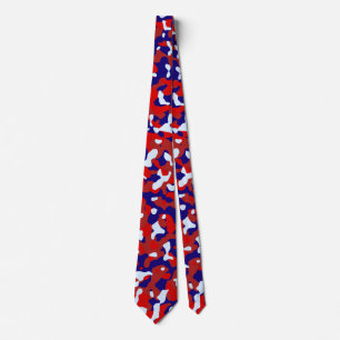 Cravate Camouflage rouge en bleu profond et bleu clair