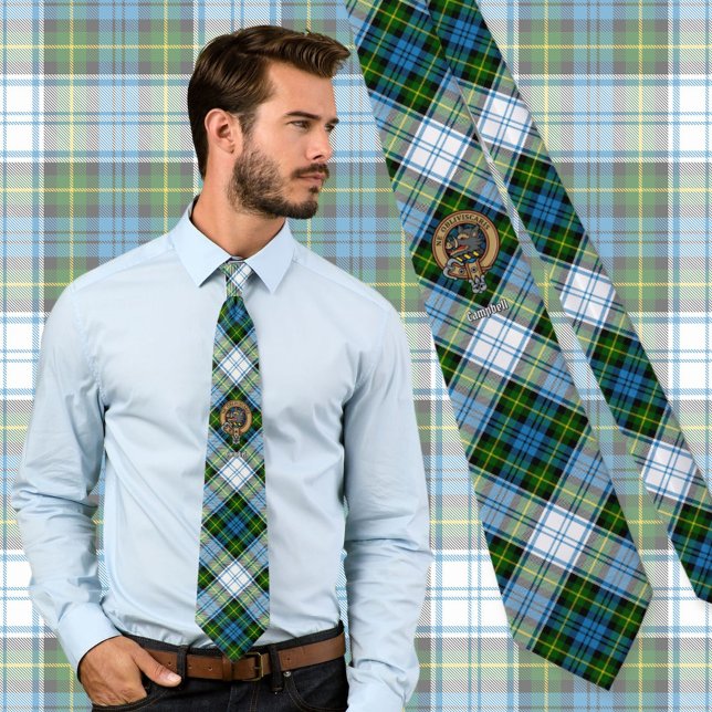 Cravate Campbell Crest au-dessus de Tartan (Créateur téléchargé)