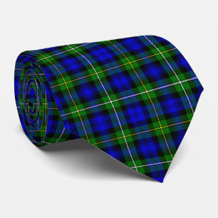 Cravate Campbell tartan bleu vert plaid