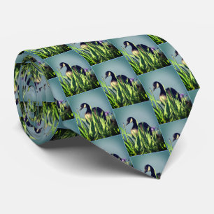 Cravate Canada Oie Irises Nature Art Blue