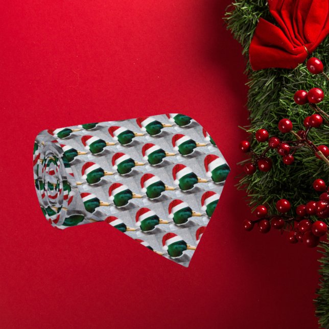 Cravate Canard portant Rouge Père Noël Motif Fête (In Situ Holiday)