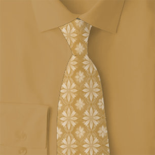 Cravate Caramel floral géométrique